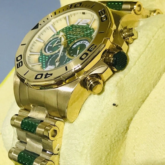 Invicta Men 53mm Speedway Chronograph Green Dial, Gold, Green Tone  Watch - Picture 10 of 12